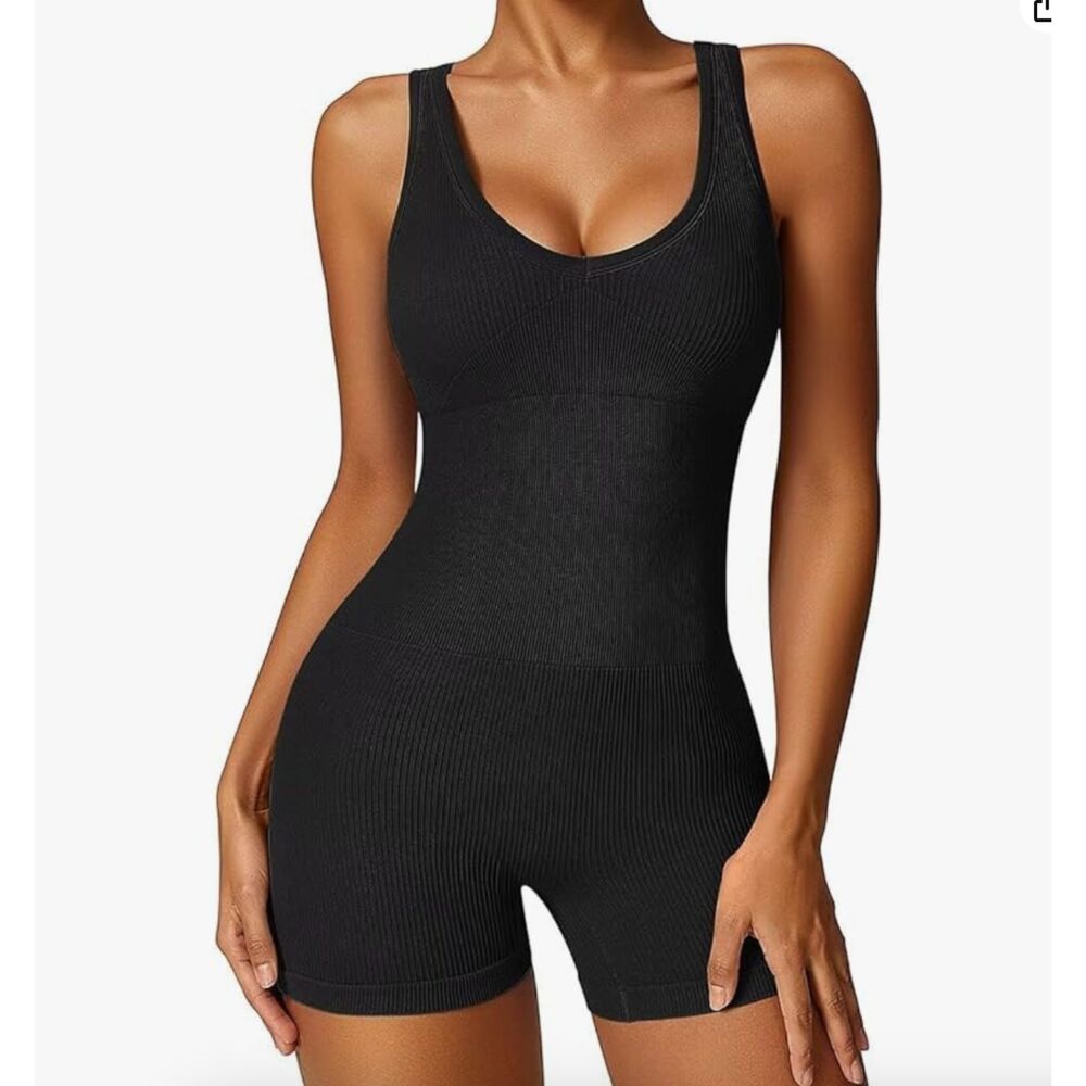 Vertvie NWT Ribbed One Piece Romper Padded Tummy Control Seamless Jumpsuit